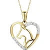 Discount Apart Zawieszka z żółtego złota z diamentami - serce, koń - 0,01 ct - próba 585