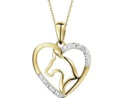 Discount Apart Zawieszka z żółtego złota z diamentami - serce, koń - 0,01 ct - próba 585