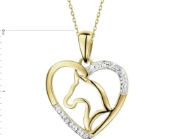 Discount Apart Zawieszka z żółtego złota z diamentami - serce, koń - 0,01 ct - próba 585