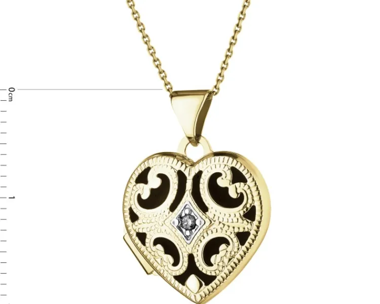 Apart Zawieszka z żółtego złota z diamentem - puzderko - serce - 0,01 ct - próba 375< Zawieszki