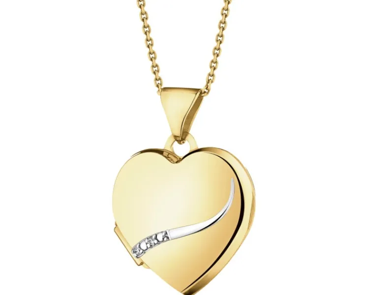 Apart Zawieszka z żółtego złota z diamentami - puzderko - serce - 0,01 ct - próba 375< Zawieszki
