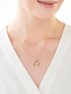 Outlet Apart Zawieszka z żółtego złota z diamentami - drzewko, sowa - 0,02 ct - próba 375