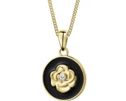 Apart Zawieszka z żółtego złota z diamentem i emalią - kwiat - 0,004 ct - próba 375< Zawieszki