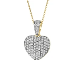 Clearance Apart Zawieszka z żółtego złota z diamentami - serce - 0,22 ct - próba 585