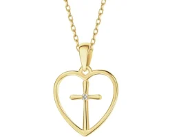 Apart Zawieszka z żółtego złota z diamentem - serce, krzyż - 0,002 ct - próba 585< Wszystkie