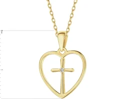 Apart Zawieszka z żółtego złota z diamentem - serce, krzyż - 0,002 ct - próba 585< Wszystkie