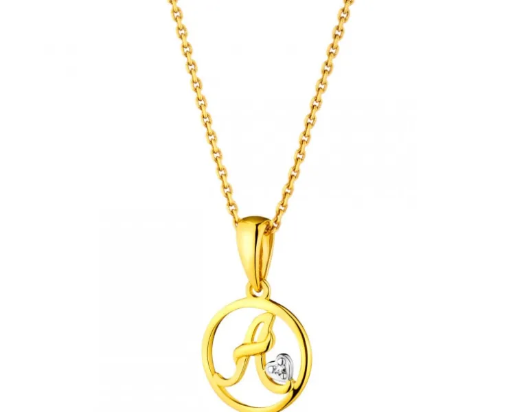 Apart Zawieszka z żółtego złota z diamentem - litera A - 0,003 ct - próba 585< Zawieszki