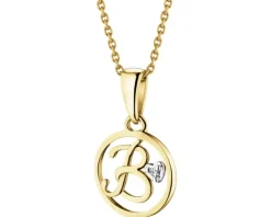 Apart Zawieszka z żółtego złota z diamentem - litera B - 0,003 ct - próba 585