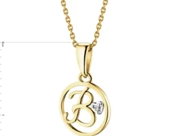 Apart Zawieszka z żółtego złota z diamentem - litera B - 0,003 ct - próba 585