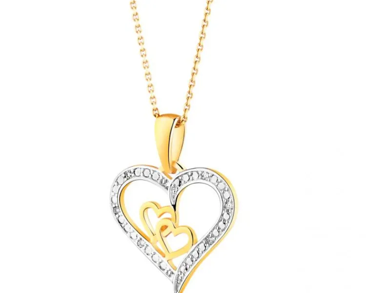Apart Zawieszka z żółtego złota z diamentami - serca - 0,01 ct - próba 585< Zawieszki