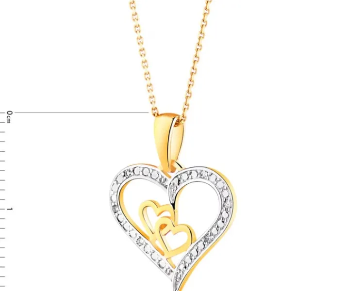 Apart Zawieszka z żółtego złota z diamentami - serca - 0,01 ct - próba 585< Zawieszki