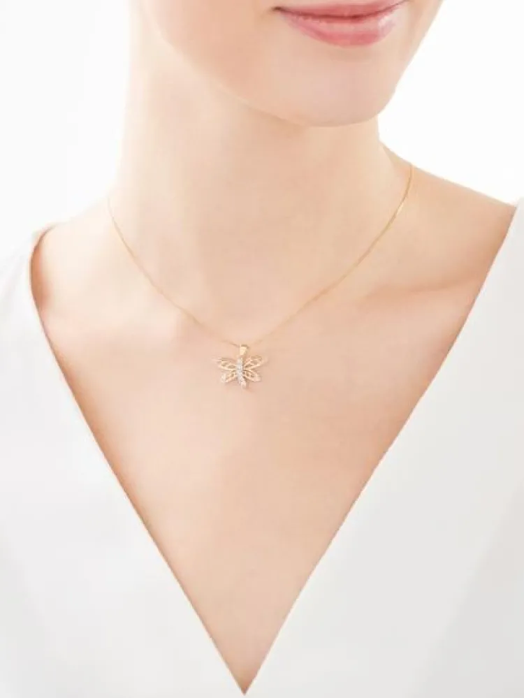 Apart Zawieszka z żółtego złota z diamentami - ważka - 0,01 ct - próba 375< Zawieszki
