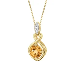 Discount Apart Zawieszka z żółtego złota z diamentem i cytrynem - próba 375