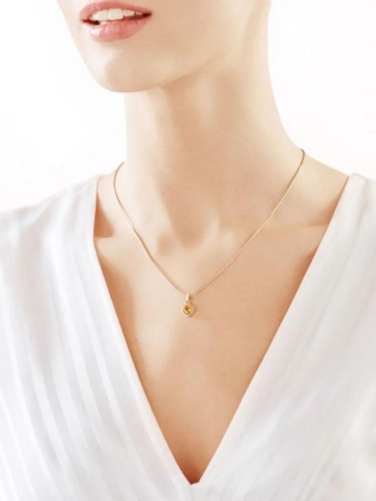 Discount Apart Zawieszka z żółtego złota z diamentem i cytrynem - próba 375