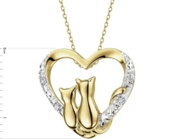Apart Zawieszka z żółtego złota z diamentami - koty, serce - 0,02 ct - próba 375< Zawieszki