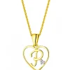 Apart Zawieszka z żółtego złota z diamentem - litera P, serce - 0,005 ct - próba 375< Zawieszki