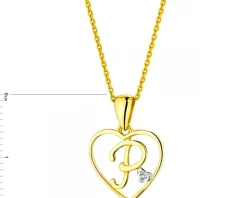 Apart Zawieszka z żółtego złota z diamentem - litera P, serce - 0,005 ct - próba 375< Zawieszki
