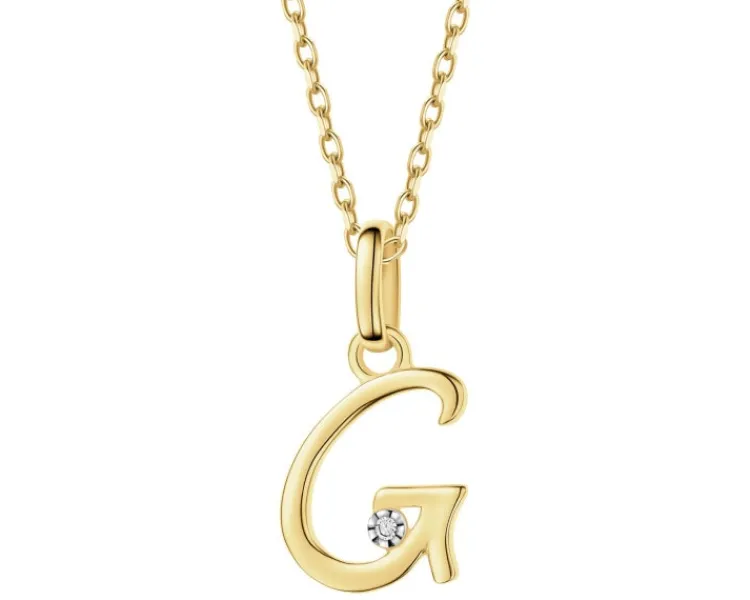 Discount Apart Zawieszka z żółtego złota z diamentem - litera G - 0,003 ct - próba 375