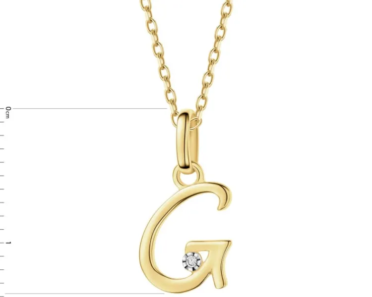Discount Apart Zawieszka z żółtego złota z diamentem - litera G - 0,003 ct - próba 375