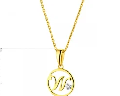 Apart Zawieszka z żółtego złota z diamentem - litera W - 0,003 ct - próba 585< Zawieszki