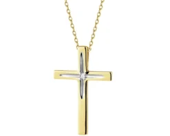 Apart Zawieszka z żółtego złota z diamentem - krzyż - 0,004 ct - próba 585< Wszystkie