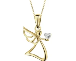 Apart Zawieszka z żółtego złota z diamentem - aniołek, serce - 0,003 ct - próba 375< Zawieszki