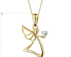 Apart Zawieszka z żółtego złota z diamentem - aniołek, serce - 0,003 ct - próba 375< Zawieszki