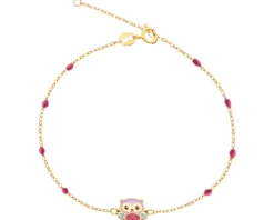 Apart Złota bransoletka z emalią, ankier - sowa< Wszystkie