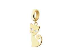 Hot Apart Złota zawieszka beads z diamentami - kot - 0,01 ct - próba 375