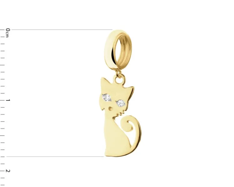 Hot Apart Złota zawieszka beads z diamentami - kot - 0,01 ct - próba 375