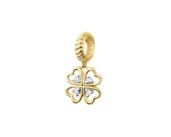 Outlet Apart Złota zawieszka beads z diamentami - koniczyna - 0,02 ct - próba 375