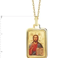 Clearance Apart Złota zawieszka z emalią - medalik z wizerunkiem Chrystusa