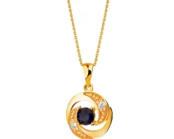 Apart Złota zawieszka z szafirem syntetycznym i cyrkoniami< Zawieszki