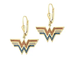 Hot Apart Złote kolczyki z cyrkoniami - DC, Wonder Woman, Warner Bros. Discovery