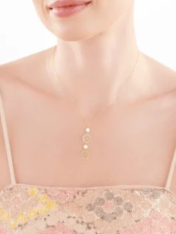 Apart Złoty naszyjnik z emalią, ankier - rozety< Naszyjniki