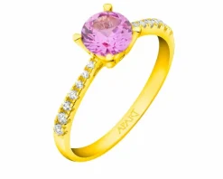 Apart Złoty pierścionek z rubinem syntetycznym i cyrkoniami< Pierścionki